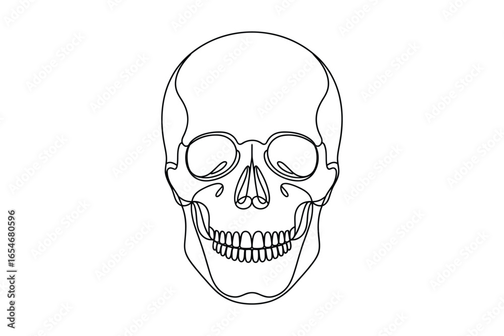 Fototapeta premium Simple Continuous Line Drawing of a Human Skull