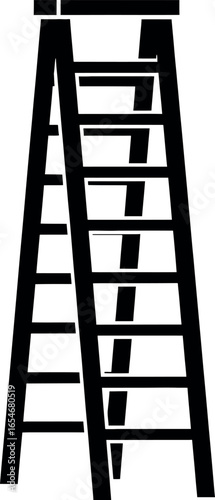 Vector art of aframe ladder leaning against itself, symbolizing progress and achievement, isolated on white background transparent background