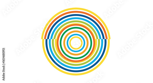 Colorful concentric circles creating a vibrant pattern with a balanced symmetry and bright rainbow palette for eye-catching visual design