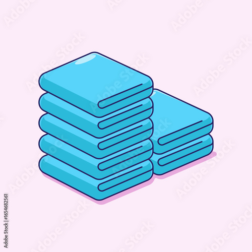 Isometric bath towels folded vector illustration cartoon with simple design concept. Bathroom equipment. Sport