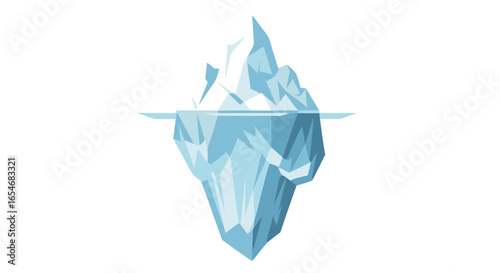 Minimalist Digital Illustration of a Floating Iceberg Reflecting in Calm Waters Highlighting Natural Glacial Formations and Serene Polar Environments