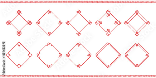 菱形の赤い中華のフレームセット