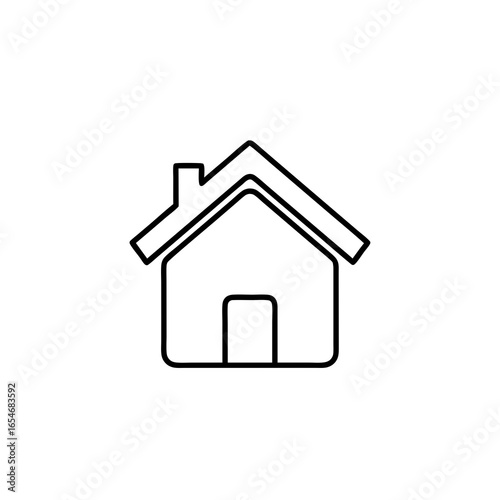 Minimalist line drawing of a cozy residential house with simple roof and door design emphasizing clean architectural lines suitable for home