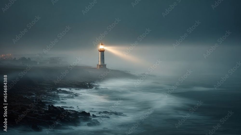 Fototapeta premium Lighthouse in stormy seascape