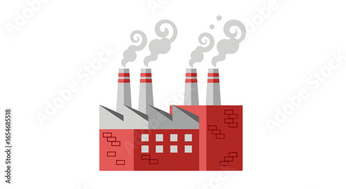 Industrial factory with smoke emissions illustrating pollution and manufacturing processes environmental impact