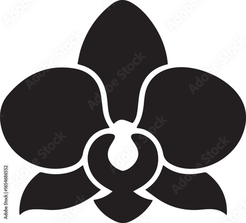 Elegant silhouette style vector minimal orchid logo design, simple floral icon illustration, modern black flower emblem for branding, beauty, wellness, nature, creative business identity, and professi