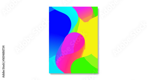 Vibrant abstract colorful fluid shapes with dynamic contrasts in harmonious composition emphasizing bold hues and playful interactions capturing