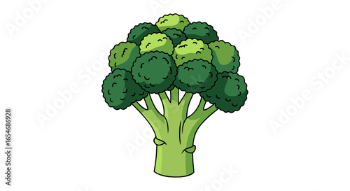 Colorful Cartoon Broccoli Vegetable Illustration with Multipurpose Usage for Kids and Educational Materials