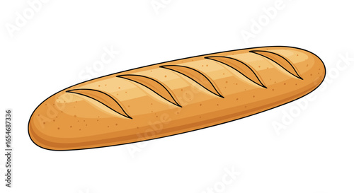 Illustration of Fresh Baguette Bread with Crispy Crust and Golden Tone for Bakery Menu Design or Culinary Art Representations