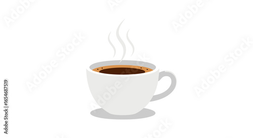 Simple steaming hot coffee cup illustration highlighting morning beverage and cozy atmosphere for relaxation and caffeine boost in a minimalist style