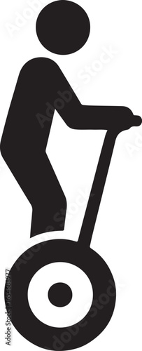 Segway silhouette vector icon. Ideal for personal transport, urban mobility, travel, and modern vehicle designs.