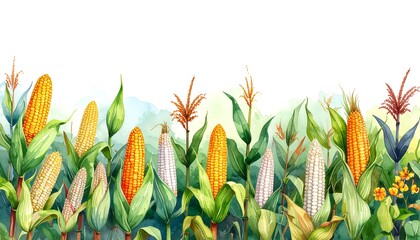 Watercolor corn field border (1)