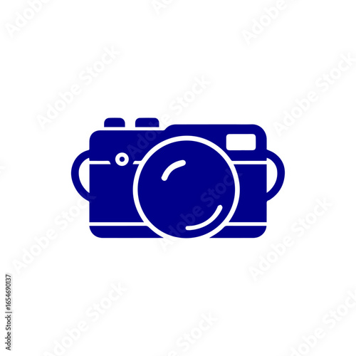 Blue Camera Icon Symbol.