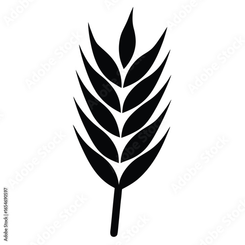 Black vector illustration of a barley ear icon scalable eps graphic for agricultural and food industry design white background