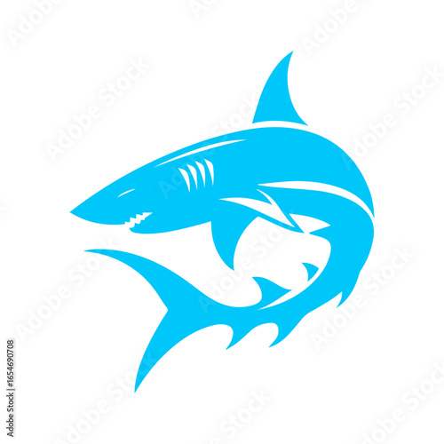 Blue Shark Silhouette Swimming Gracefully.