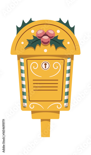 Yellow Christmas holiday postal box