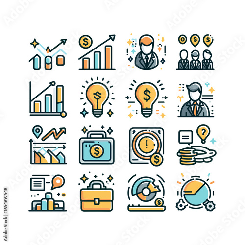 collection of business success icons