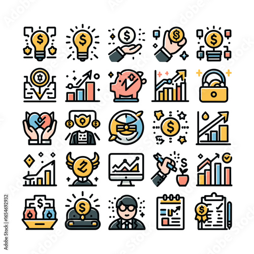 collection of business success icons