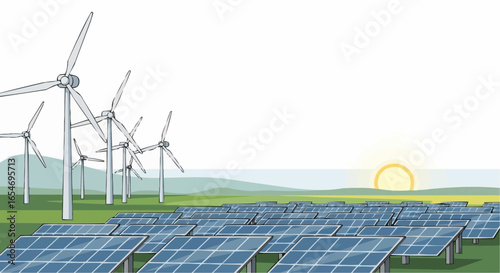 solar panels and wind turbines