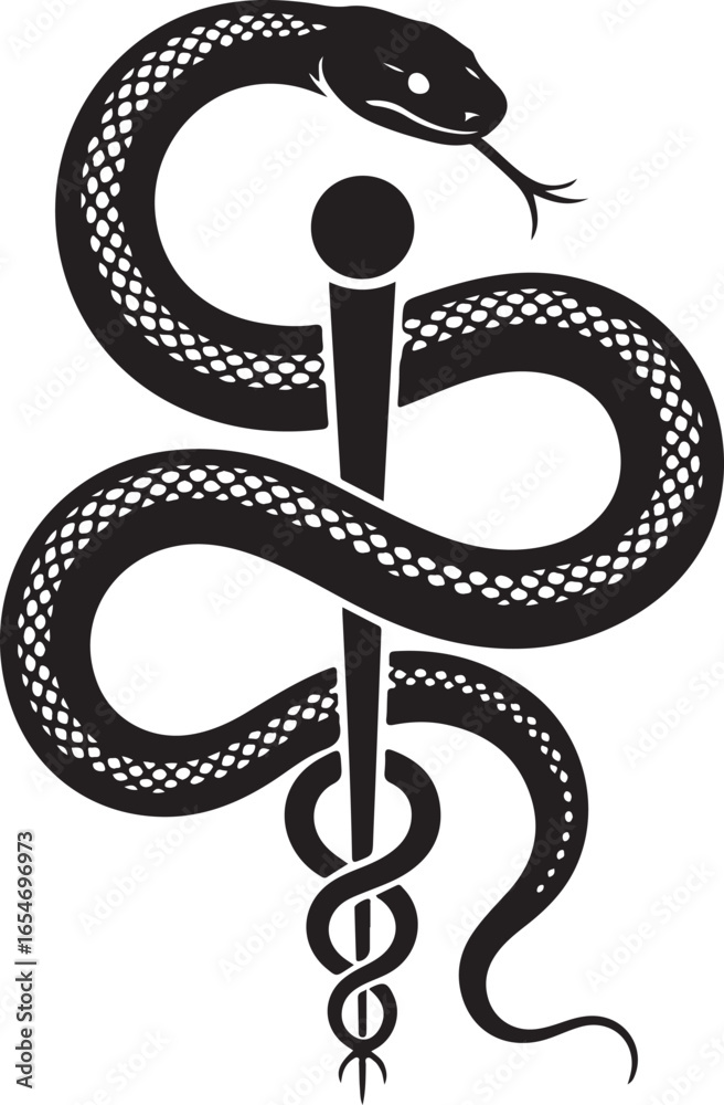 Fototapeta premium Snake with stick ancient medical symbol