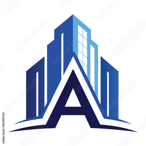 Bold letter a corporate real estate logo vector illustration for architectural branding and property development white background