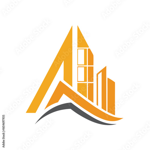 Modern minimalist real estate letter a logo design vector illustration for property development branding white background