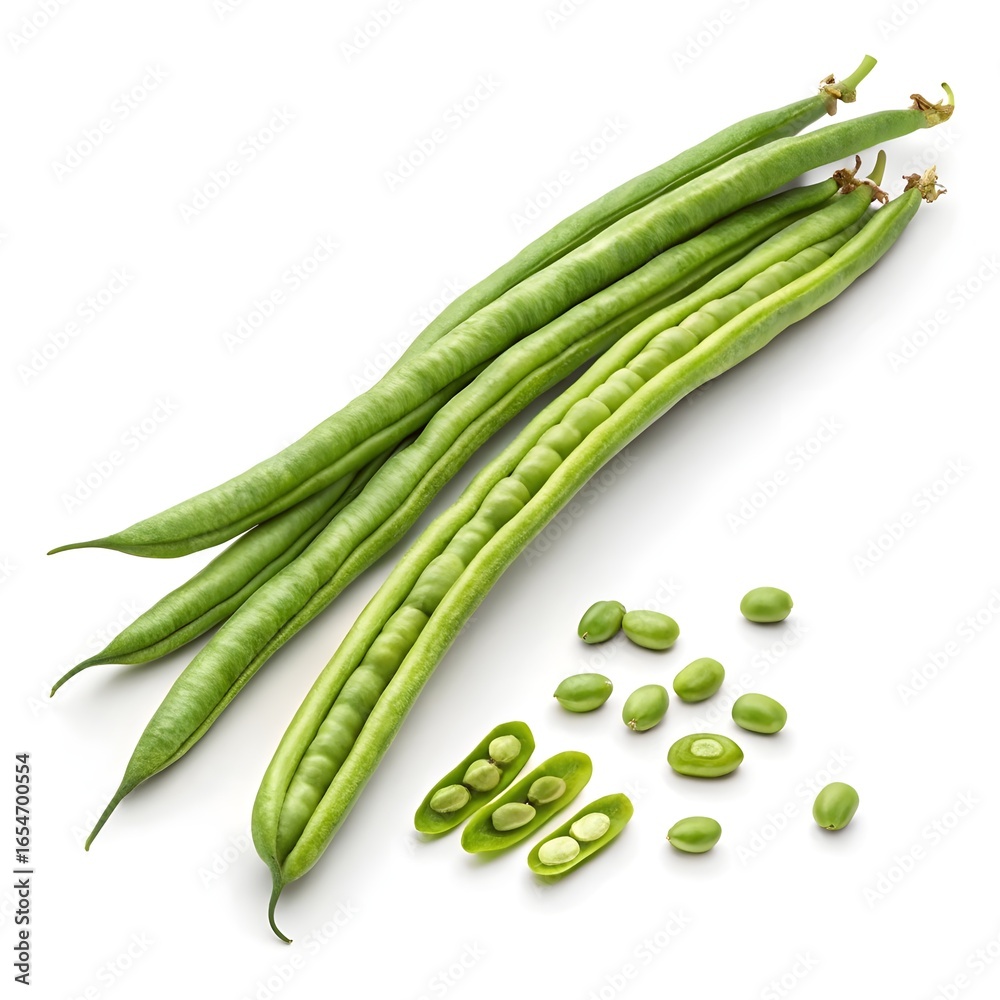 custom made wallpaper toronto digitalThai Extra Long Yardlong Bean Exceptionally Slender Elongated Green Pods with Smooth Texture on Bright White Background, Minimal Still Life Highlighting the Exotic Charm of Asian Vegetable