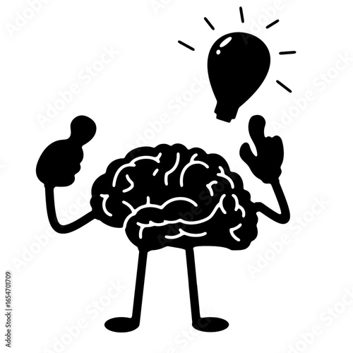 brain telling super idea creative idea creativity intelligent clever concept black silhouette.eps