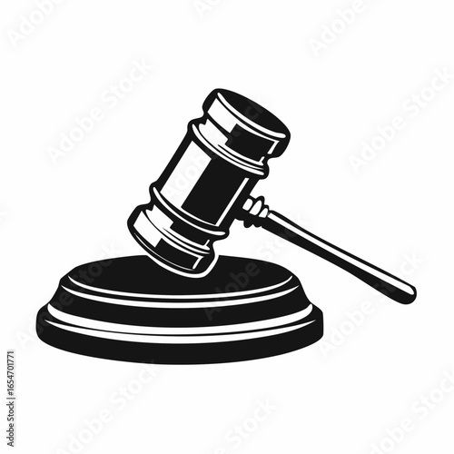 Judge gavel isolated Vector Image. Black and white Judge gavel Image on white background.