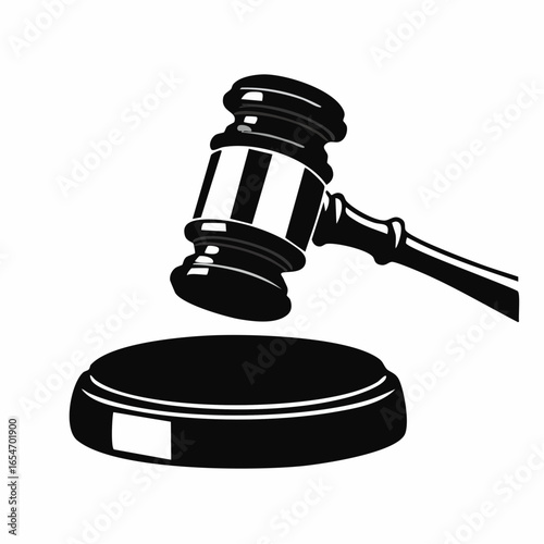 Judge gavel isolated Vector Image. Black and white Judge gavel Image on white background.