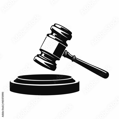 Judge gavel isolated Vector Image. Black and white Judge gavel Image on white background.