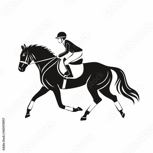 Jockey Horse Race Black and White image vector isolated on white background.