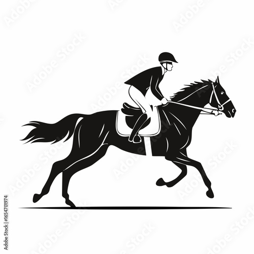Jockey Horse Race Black and White image vector isolated on white background.
