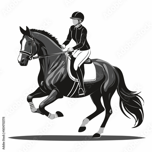 Jockey riding race horse illustration vector isolated on white background.