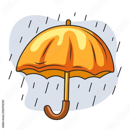 Orange umbrella. Cartoon vector illustration