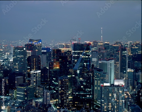 Sticker Tokyo cityscape night