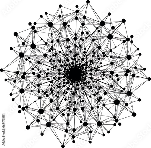Vector art of abstract geometric network of connected points and lines, symbolizing complex data and connections, isolated on white background transparent background