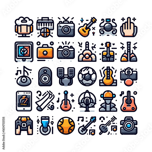 collection of Music, photography, sports icons