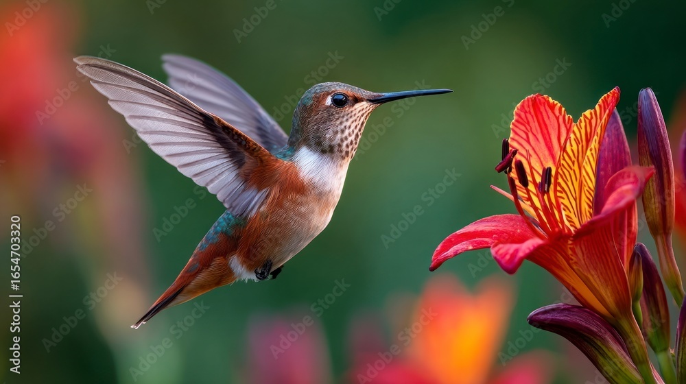 Fototapeta premium Hummingbird near flower