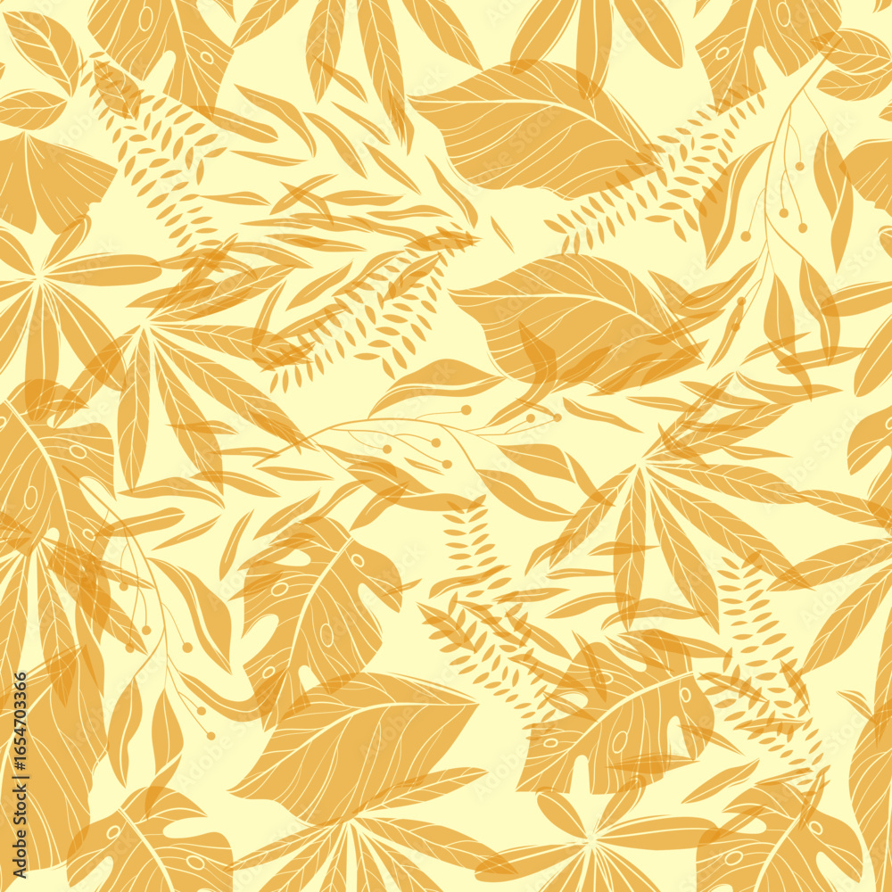 Naklejka premium Tropical Leaf Arrangement in Warm Tones