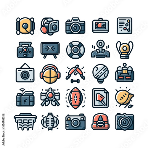 collection of Music, photography, sports icons