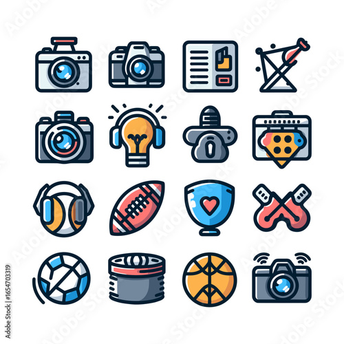 collection of Music, photography, sports icons