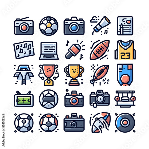 collection of Music, photography, sports icons
