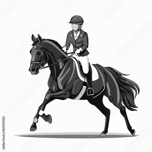Jockey riding race horse illustration vector isolated on white background.