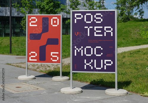 Two Poster Stands Mockup