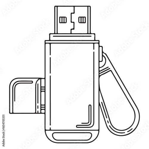 USB drive vector illustration isolated on white. Technology and storage concept