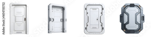 Sci-Fi Door Set. Futuristic Hatch Designs. Isolated on White.