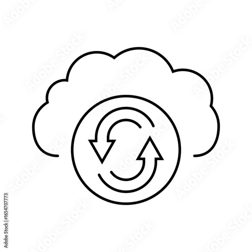 data synchronization cloud computing line icon vector illustration