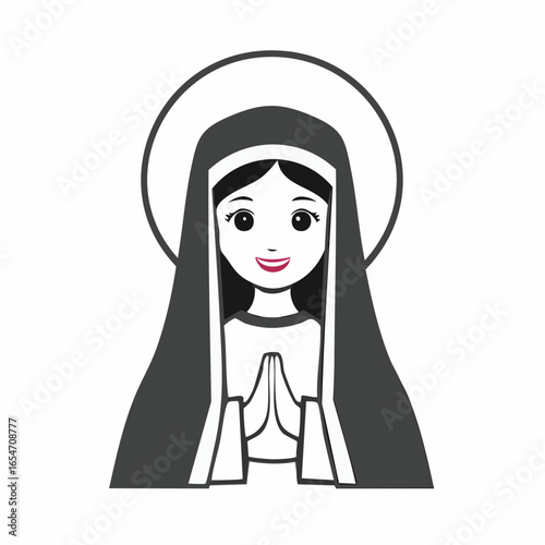 Holy Maria Vectors image. Black and white Holy Maria illustration on white background.