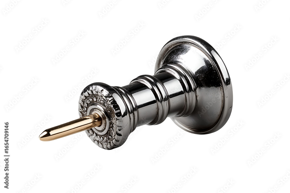 Fototapeta premium Elegant polished silver and gold pushpin adds sophisticated detail to any workspace or project